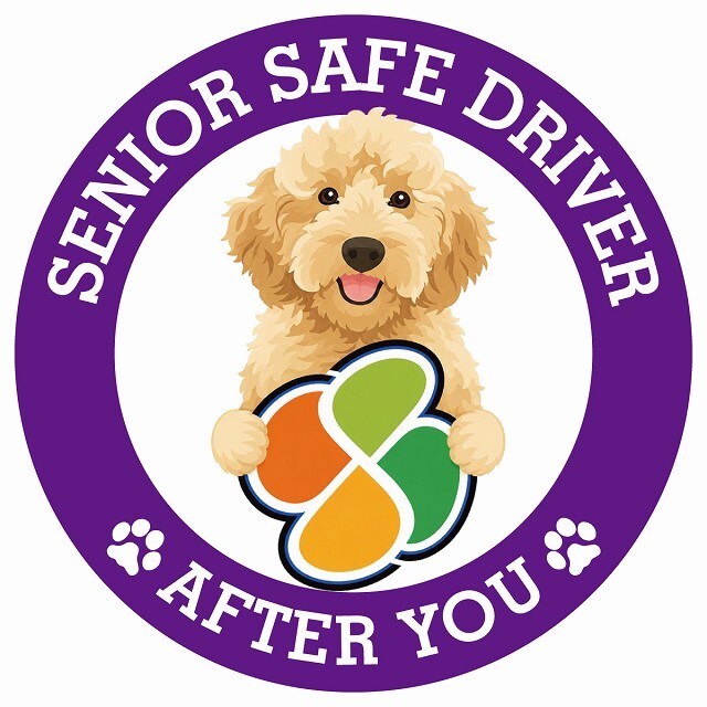 カーサイン 高齢者マーク SENIOR SAFE DRIVER オーストラリアンラブラドゥードル ステッカー シール 直径13cm 肉球 日本製 車