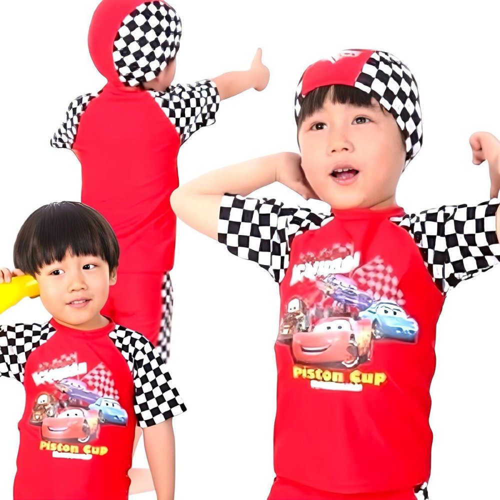 【Lサイズ 120cm】キッズ 水着 男の子 カーズ ラッシュガード 3点セット UVカット 紫外線対策 幼稚園 プール 海 レジャー 夏 ※水着の「 Sサイズ / 参考身長 95-105cm」入荷済み