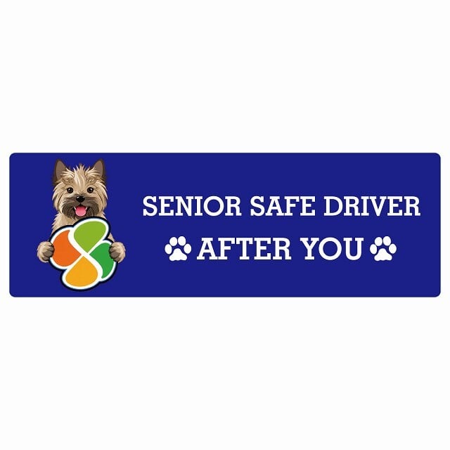 カーサイン 高齢者マーク SENIOR SAFE DRIVER ケアーンテリア ステッカー シール 長方形 15x5cm 肉球 日本製 車