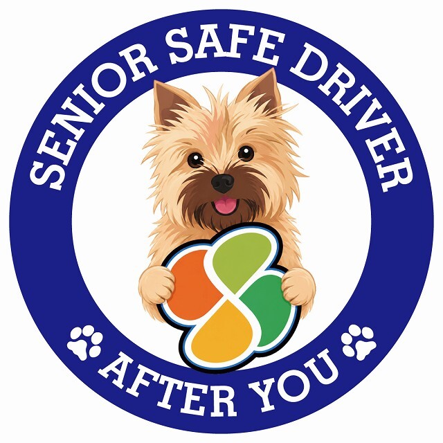 カーサイン 高齢者マーク SENIOR SAFE DRIVER ノーリッチテリア ステッカー シール 直径13cm 肉球 日本製 車