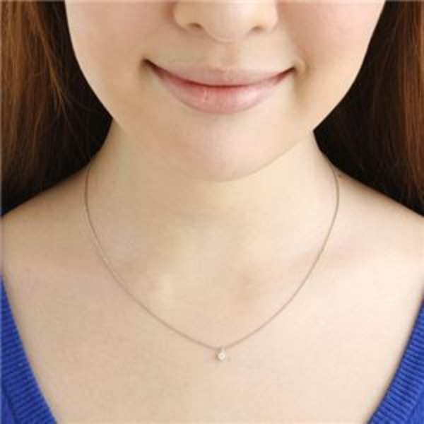 ネックレス レディース K18 ホワイトゴールド ダイヤモンド 0.1ct ペンダント 18金 ダイヤネックレス シンプル 華奢 誕生日 記念日 クリスマス ギフト プレゼント