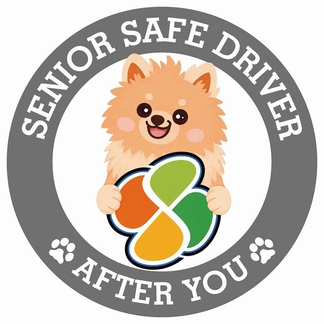 カーサイン 高齢者マーク SENIOR SAFE DRIVER ポメックス ステッカー シール 直径13cm 肉球 日本製 車