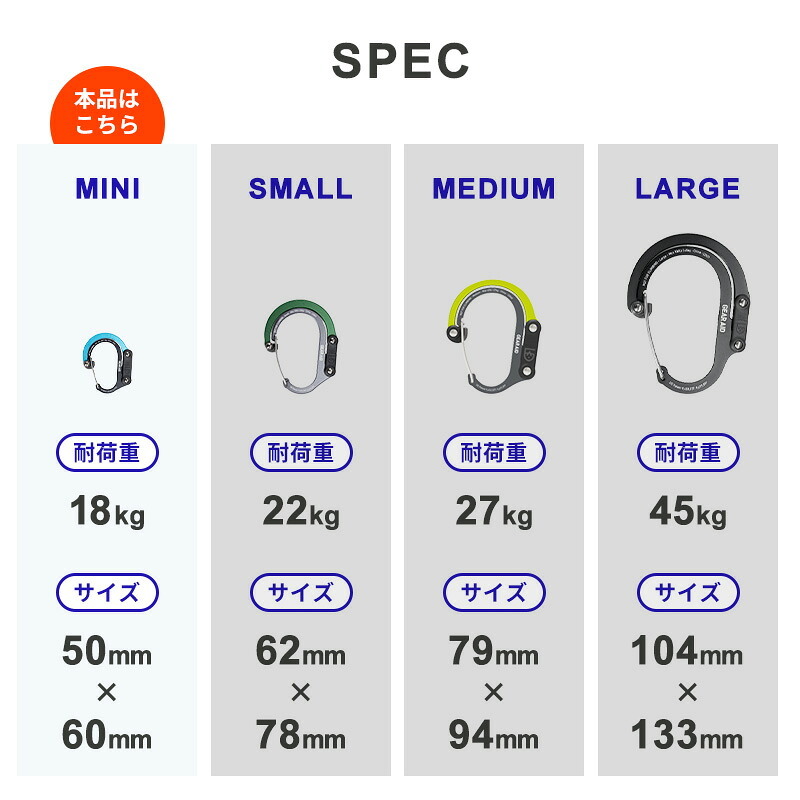 GEARAID ギアエイド ヒーロークリップ ミニ HEROCLIP MINI カラビナ フック バッグハンガー アウトドア 耐荷重18Kg 吊りフック S字フック 回転フック 回転 360度 キャンプ 登山 オフィス