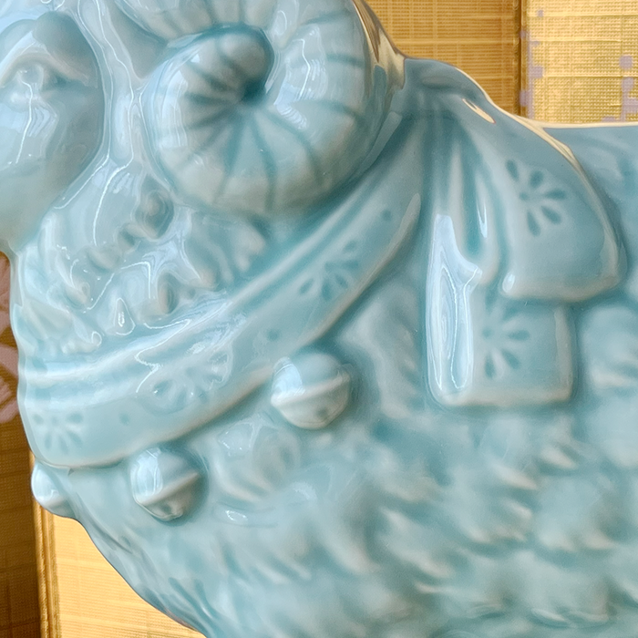 干支 置物 薬師窯 青祥招福未 (福結び) 35 干支の置物 羊 未 未年 陶器 ひつじ ヒツジ 2027年  干支置物 薬師 窯 の 置物 飾り 2027 迎春 正月 縁起 粗品 景品 伝統工芸・陶器の和遊感