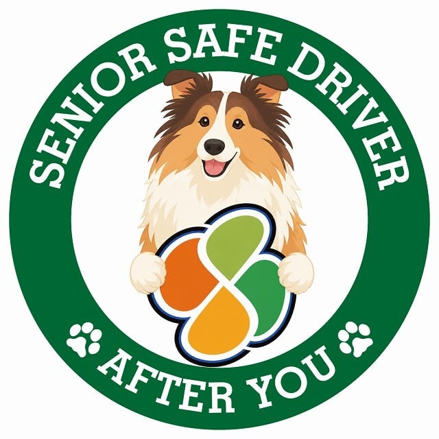 カーサイン 高齢者マーク SENIOR SAFE DRIVER ラフコリー ステッカー シール 直径13cm 肉球 日本製 車