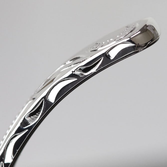 ハワイアンジュエリー バングル 幅3.5mm 刻印 無料 サイズが選べる オープンバングル フラット 厚み有 サイドに飾り彫り シルバー925 細身 メンズ レディース 誕生日 プレゼント ハロウィン 【品番：BM5027-4】
