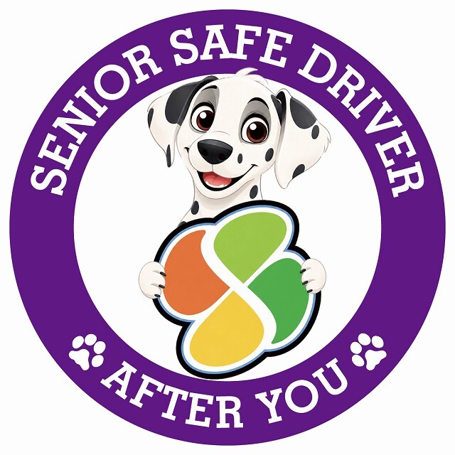 カーサイン 高齢者マーク SENIOR SAFE DRIVER ダルメシアン ステッカー シール 直径13cm 肉球 日本製 車