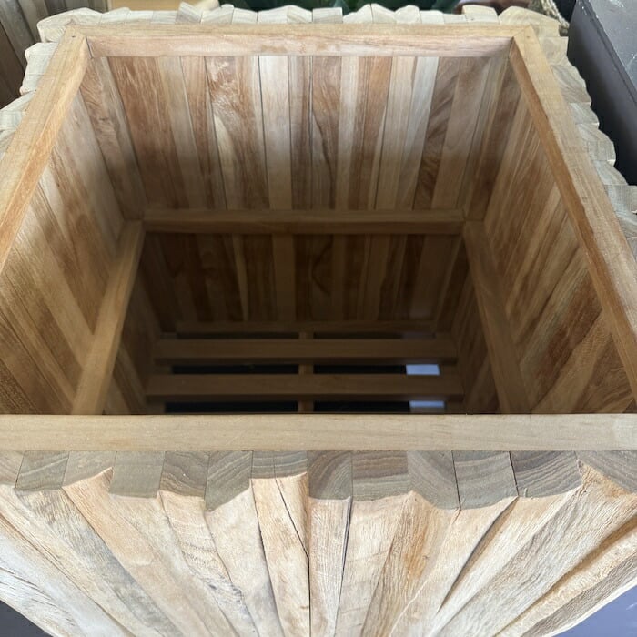 植木鉢 おしゃれ 木製 大型 スクエア 四角 軽い 正方形 チークウッド キューブ M Sサイズ 鉢カバー 高級 北欧 室内 屋内 屋外 兼用 観葉植物用 サボテン 特大 玄関 インテリア プランター 深型