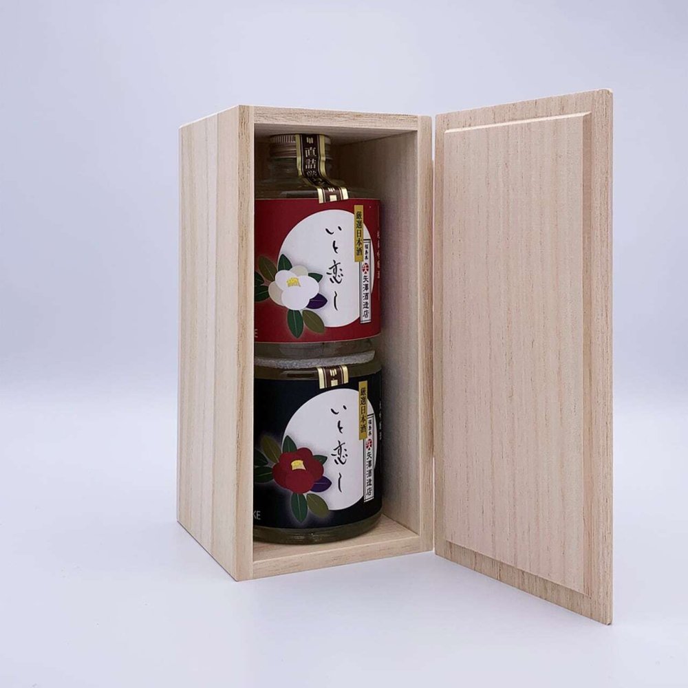 お正月・銀婚式　祝酒おすすめ　No.004-12 瀬戸酒造店 厳選日本酒「いと恋し」2本入桐箱ギフトボックス【満開赤椿・白椿】日本酒の豆辞典付き