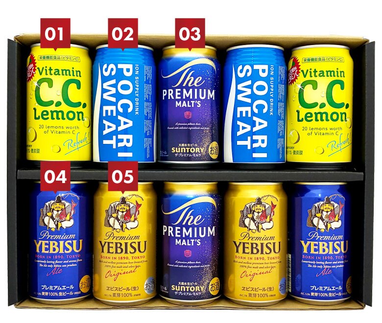 ファミリーギフト 10本セット プレミアムモルツ エビス プレミアムエール  ジュース 入り ビール ジュース 詰め合わせ 誕生日プレゼント 奉献 お供え  出産 お祝い 内祝い お返し 送料無料対象外地域有【包装済】
