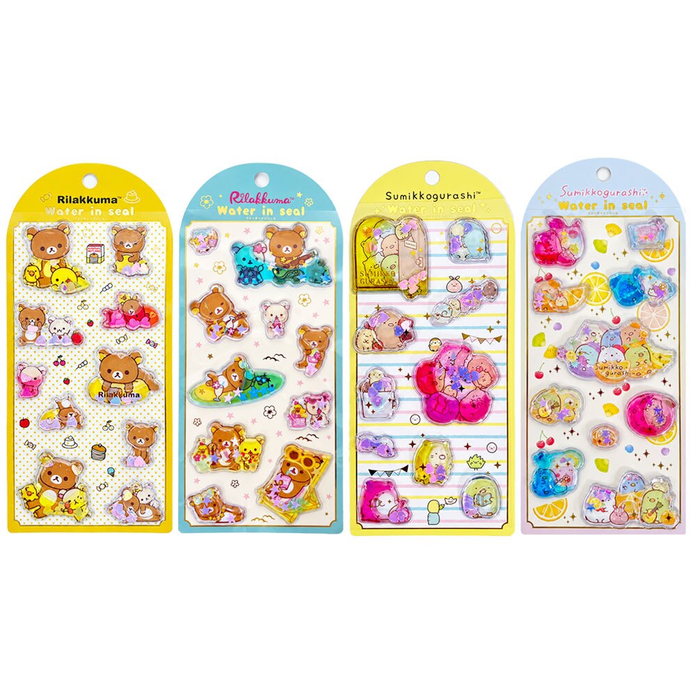 ウォーターインシール リラックマ すみっコぐらし [ サンエックス ウォーターインシール ] ウォーターシール 3D ぷっくり キラキラ ラメ スパンコール 透明 ステッカー 立体 可愛い デコ 手帳 シール帳 ノート スマホケース DIY 女の子 子供 人気 プレゼント ギフト