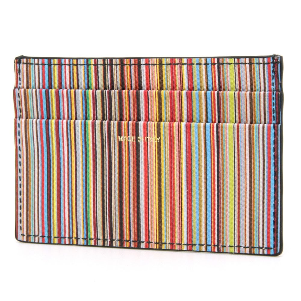 ポールスミス カードケース Paul Smith 名刺入れ カード入れ パスケース メンズ レザー ブラック マルチストライプ M1A-4768-DMULTI 79 【ラッピング無料 誕生日 お祝い プレゼント ギフト 贈り物】 送料無料