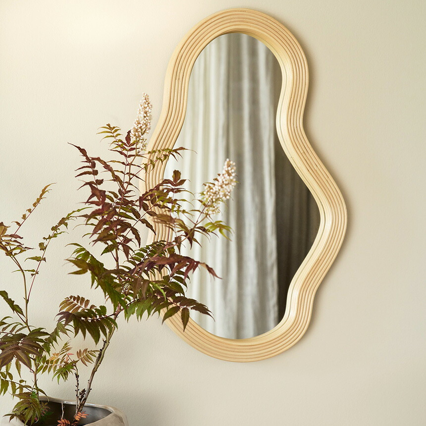 ferm LIVING ファームリビング 壁掛けミラー Pond Mirror ポンドミラー ラタン M 壁掛け鏡 北欧インテリア 家具 おしゃれ ミラー ウォールミラー 北欧ブランド 人気 おすすめ