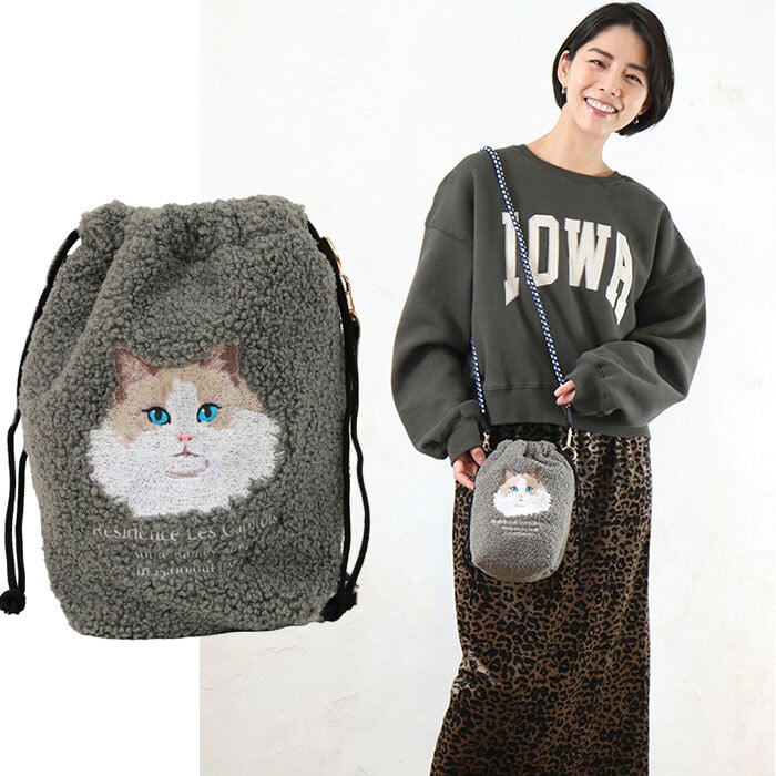 巾着ショルダー 通販 ミニショルダー 斜めがけバッグ ポシェット ボアバッグ 刺繍バッグ アニマルバッグ コードショルダー 肩掛けバッグ 軽量バッグ 小さめバッグ サブバッグ 秋冬バッグ カジュアルバッグ かわいいバッグ レディース