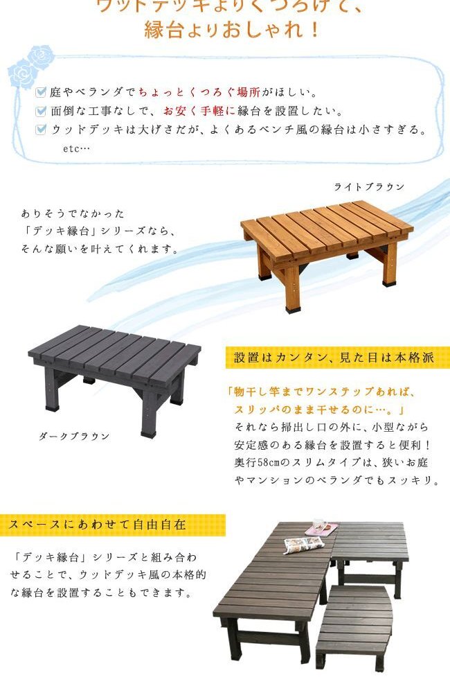ウッドデッキ デッキ縁台 90×58 木製 ステップ 天然木製 ガーデンベンチ ガーデン 庭 ガーデンチェア エクステリア ガーデン用品 屋外 2個組 3個組 4個組 3点セット 新生活
