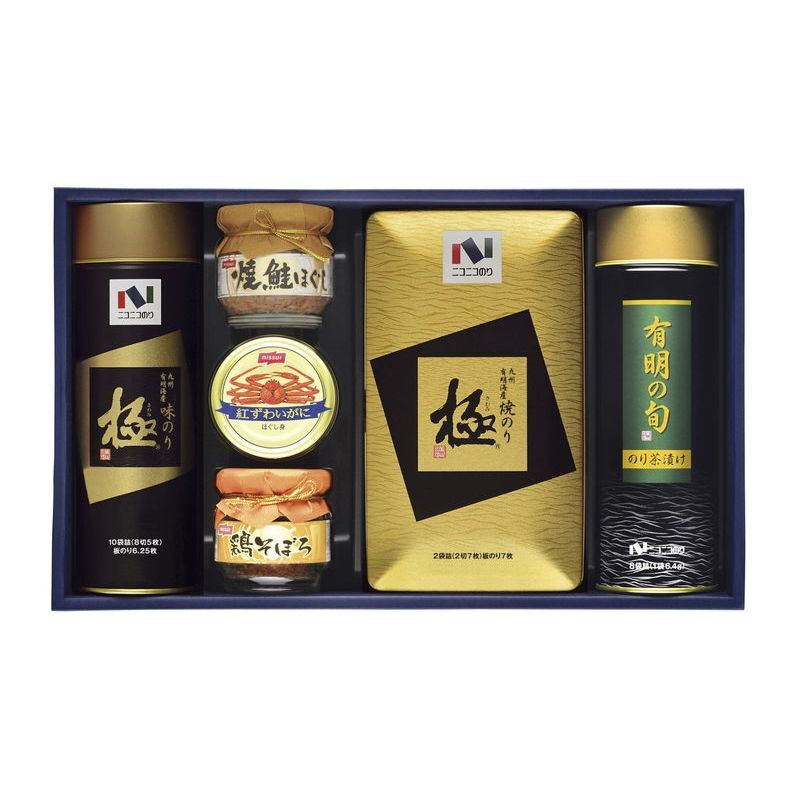 【ギフト対応無料】お歳暮 ニコニコのり 海苔・茶漬け・缶詰・瓶詰詰合せ (MB-50R) ※送料無料(北海道・沖縄は除く)