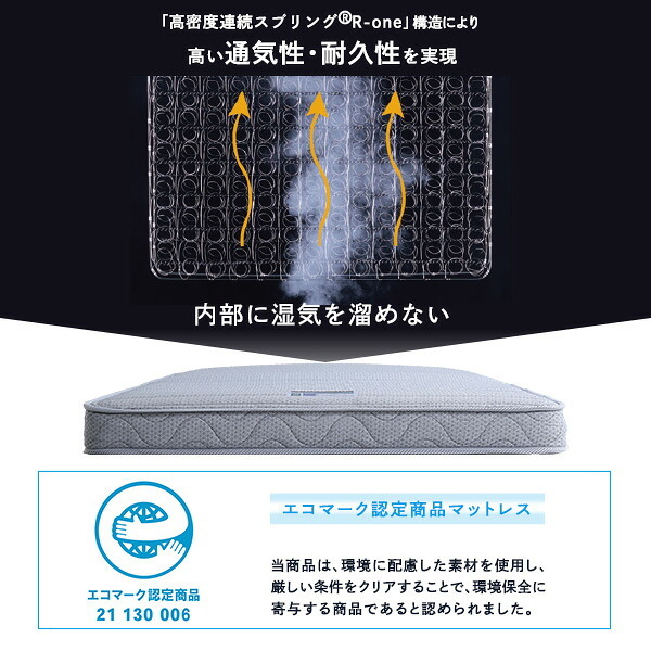 ベッド 寝具 フランス たためるスプリングマットレス シングルサイズ 日本製 マットレス シングル 折りたたみ 三つ折り コンパクト 通気性 耐久性 家具 インテリア 高密度連続スプリング 防ダニ 防菌 防臭 メーカー2年保証 R-one 適度な硬さ