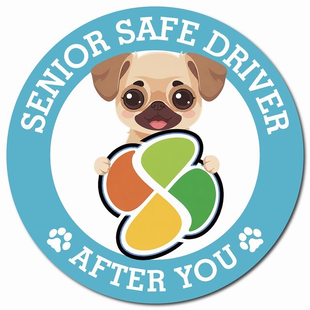 カーサイン 高齢者マーク SENIOR SAFE DRIVER チワパグ マグネット 強力 直径13cm 肉球 日本製 車 ステッカー