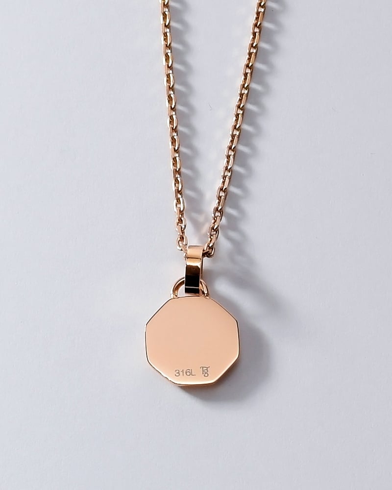 ネックレス レディース 刻印 大人 ブランド シンプル ステンレス つけっぱなし 金属アレルギー対応 オクタゴン 八角形 プレート サージカルステンレス ローズゴールドカラー クリスマス 誕生日 記念日 母の日 プレゼント テラグラティア Terra-gratia【lstn038rg】単品