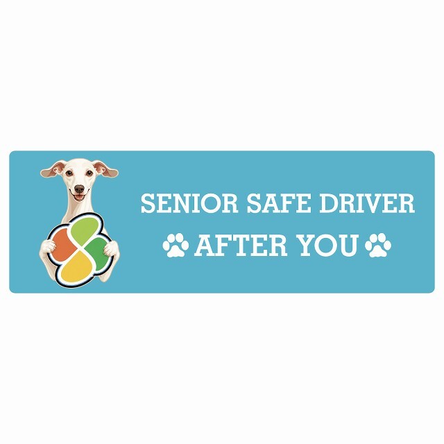 カーサイン 高齢者マーク SENIOR SAFE DRIVER イタリアングレーハウンド ステッカー シール 長方形 15x5cm 肉球 日本製 車