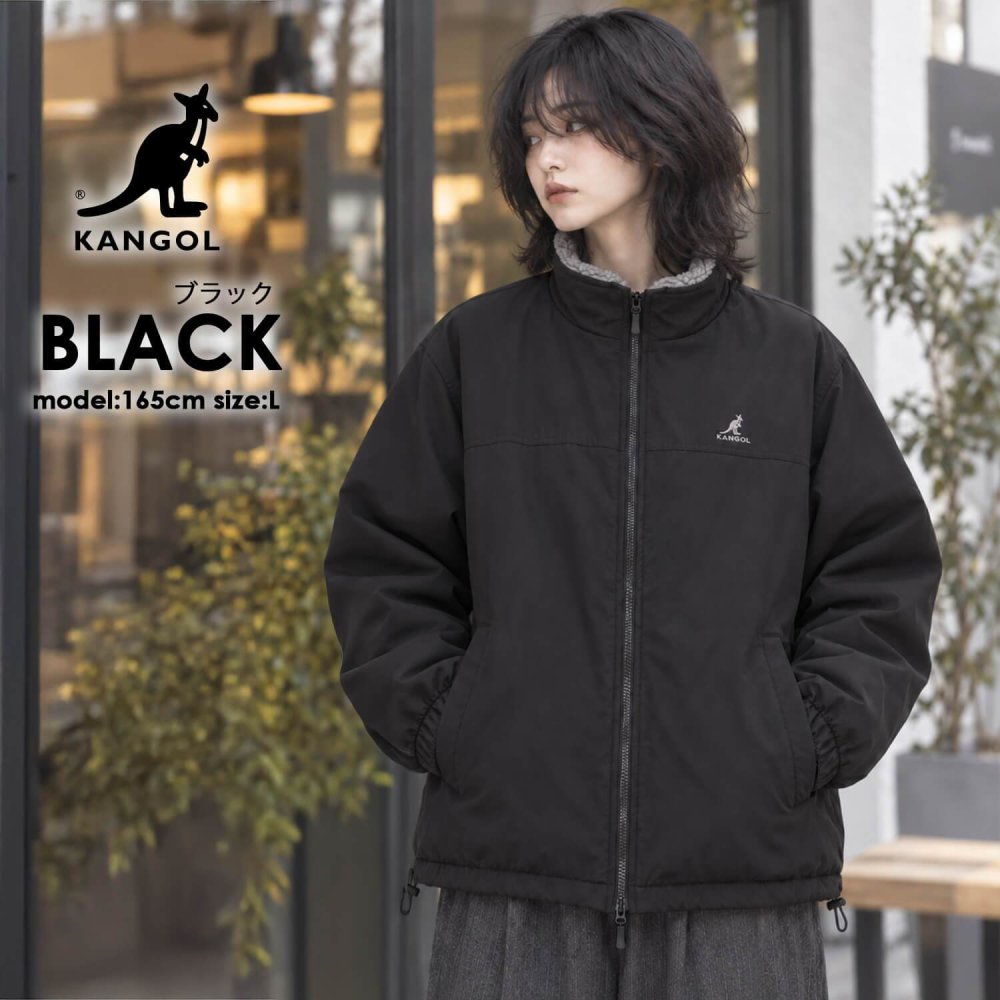  KANGOL カンゴール ブルゾン ジャケット リバーシブル レディース メンズ ボア ハイネック ダブルジップ 防寒 ブランド ロゴ ゆったり おしゃれ ストリート カジュアル アウター 高校生 秋 冬 M L LL 2026FW Karlas 別注