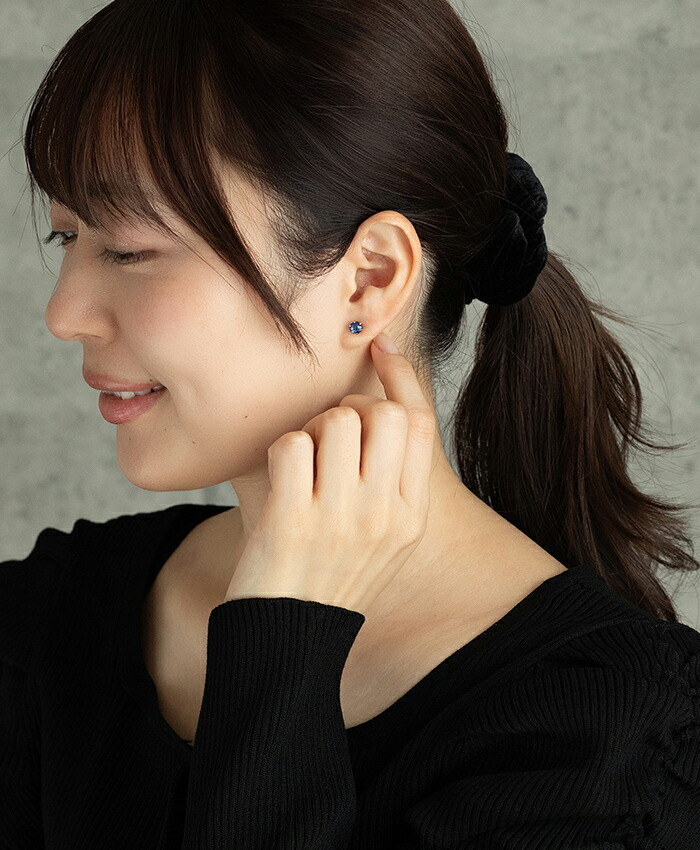 セカンドピアス つけっぱなし ピアス カイヤナイト 5mm ネパール産 金属アレルギー対応 サージカルステンレス 品質保証書 宝石質 藍色 天然石 レディース メンズ 片耳用