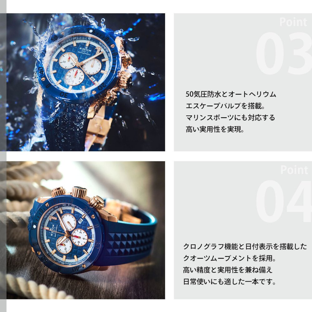 エドックス EDOX クロノオフショア1 クロノグラフ リミテッドエディション 腕時計 メンズ 世界限定300本 10221-37RBU9-BUIDR9 CHRONOFFSHORE-1