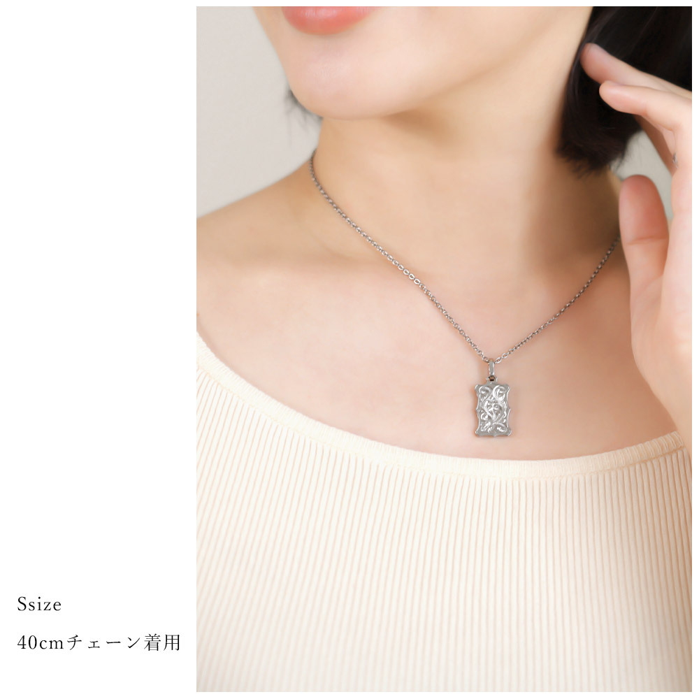 ハワイアンジュエリー ネックレス 金属アレルギー 対応 純チタン ネックレス 刻印 無料 誕生石 ウェーブプレート Sサイズ チェーン 長さ選べる ステンレスより軽く肌に優しい メンズ レディース プレゼント ハロウィン 【品番：CG-TIP407S】