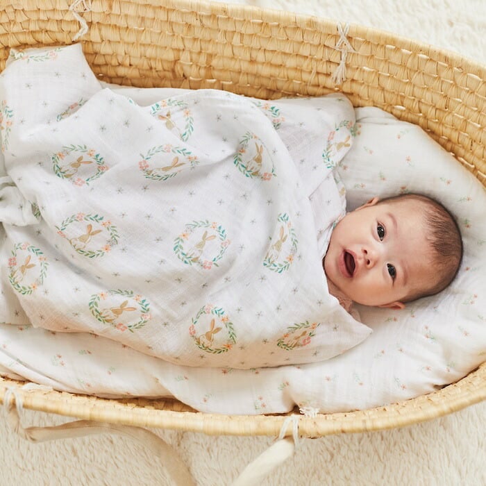 おくるみ スワドル 2枚セット 出産祝い aden+anais エイデンアンドアネイ ブラッシングバニーズ コットンモスリン ダブルガーゼ 大判 約112cm 新生児 退院 内祝い 出産内祝い 女の子 ギフト 専用ボックス入り ガーゼケット ブランケット 授乳ケープ おむつ替えシート 双子