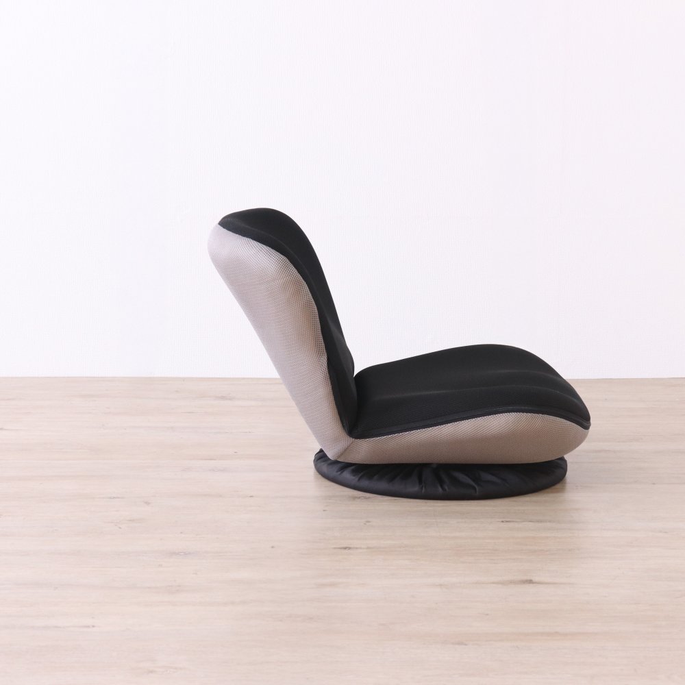 高座椅子 カム 回転式 リクライニング 完成品 360度回転 ブラック・ベージュ W52×D58~92×H52cm座面高15cm 座椅子 リクライニングチェア パーソナルチェア 肘付き ブラック ベージュ おしゃれ