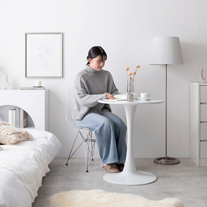 ダイニング家具 カフェテーブルセット デスク ダイニング チューリップ イームズチェア 椅子 2点 デザイナーズ 円形 丸型 食卓 一人暮らし 白 リビング コンパクト ホワイト テレワーク 大人女子 韓国インテリア 北欧