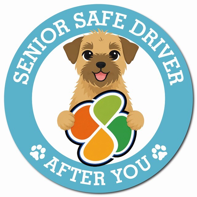 カーサイン 高齢者マーク SENIOR SAFE DRIVER ボーダーテリア マグネット 強力 直径13cm 肉球 日本製 車 ステッカー