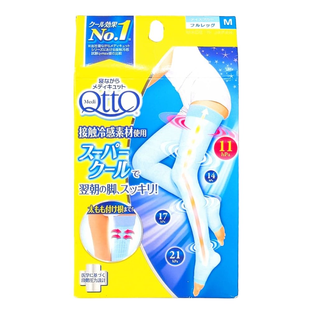 寝ながらメディキュット スーパークール フルレッグ Mサイズ アイスブルー 着圧ソックス 冷感 夏用 ドクター・ショール