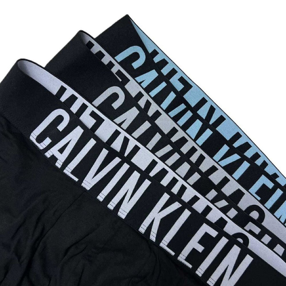 カルバンクライン Calvin Klein(CK) ボクサーパンツ トランク インテンスパワー 3枚組 セット 前閉じ コットン ロゴ 下着 NB3608A 54L メンズ ブラック+グレー+ホワイト+ブルー