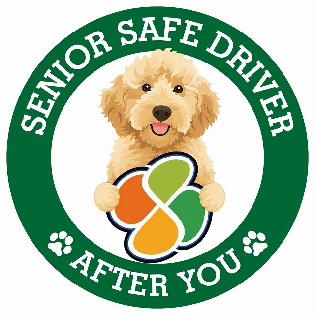 カーサイン 高齢者マーク SENIOR SAFE DRIVER オーストラリアンラブラドゥードル ステッカー シール 直径13cm 肉球 日本製 車