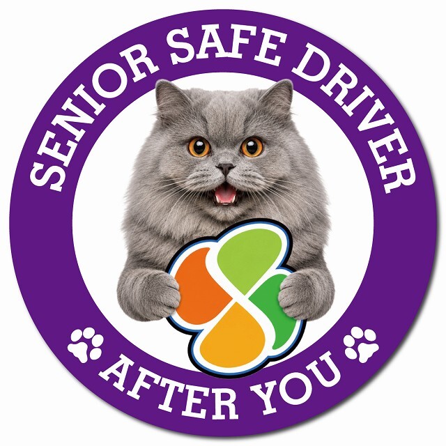 カーサイン 高齢者マーク SENIOR SAFE DRIVER ブリティッシュロングヘア マグネット 強力 直径13cm 肉球 日本製 車 ステッカー