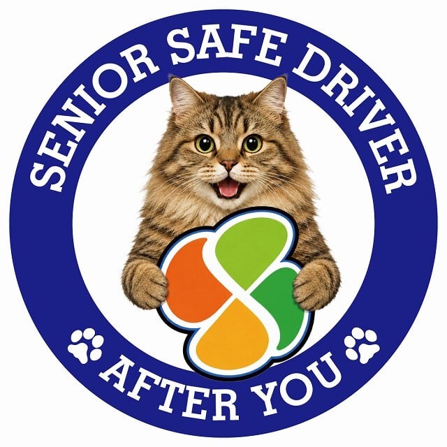 カーサイン 高齢者マーク SENIOR SAFE DRIVER サイベリアン ステッカー シール 直径13cm 肉球 日本製 車