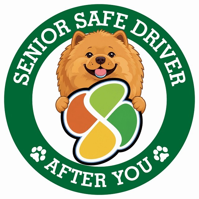 カーサイン 高齢者マーク SENIOR SAFE DRIVER チャウチャウ ステッカー シール 直径13cm 肉球 日本製 車