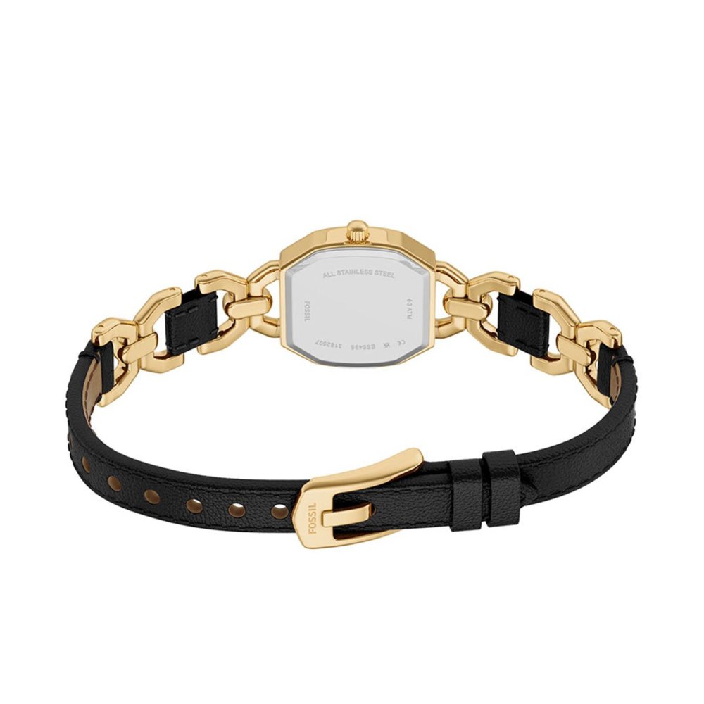 フォッシル FOSSIL 腕時計 レディース HARLOW アナログ ブラックレザー＆ゴールドトーンステンレススチールウォッチ ES5496【2026 新作】