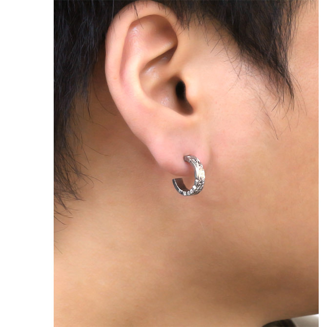 金属アレルギー フープピアス ハワイアンジュエリー 純チタン 誕生石 フープピアス カットアウト【M】 片耳購入可能 キャッチ シンプル 20G(ゲージ) BY THE TIEA バイザシー ギフト ハロウィン 【品番：TIE109】