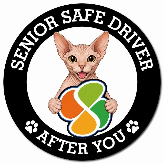 カーサイン 高齢者マーク SENIOR SAFE DRIVER スフィンクス マグネット 強力 直径13cm 肉球 日本製 車 ステッカー