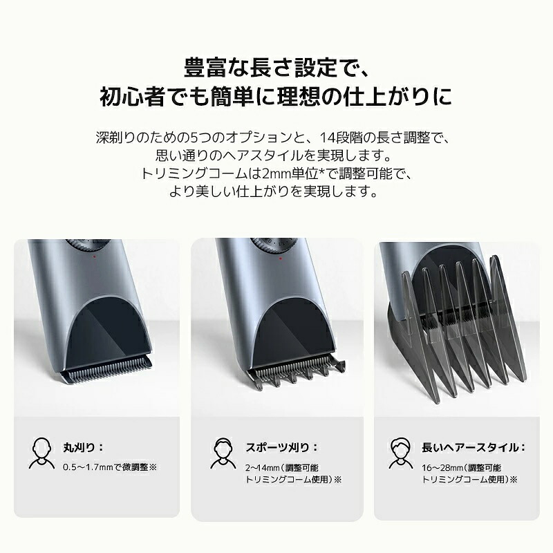 Xiaomi ヘアカッター 2 シャオミ バリカン 電動バリカン ヘアトリマー 充電式 コードレス IPX7 完全防水 水洗い Type-C 最大180分使用 デジタル残量表示 19段階 長さ調節 セルフカット 散髪 丸刈り 坊主 メンズ 子供 家庭用 充電しながら使用新生活【正規品/国内発送】