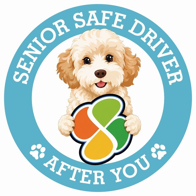 カーサイン 高齢者マーク SENIOR SAFE DRIVER ゴールデンドゥードル ステッカー シール 直径13cm 肉球 日本製 車