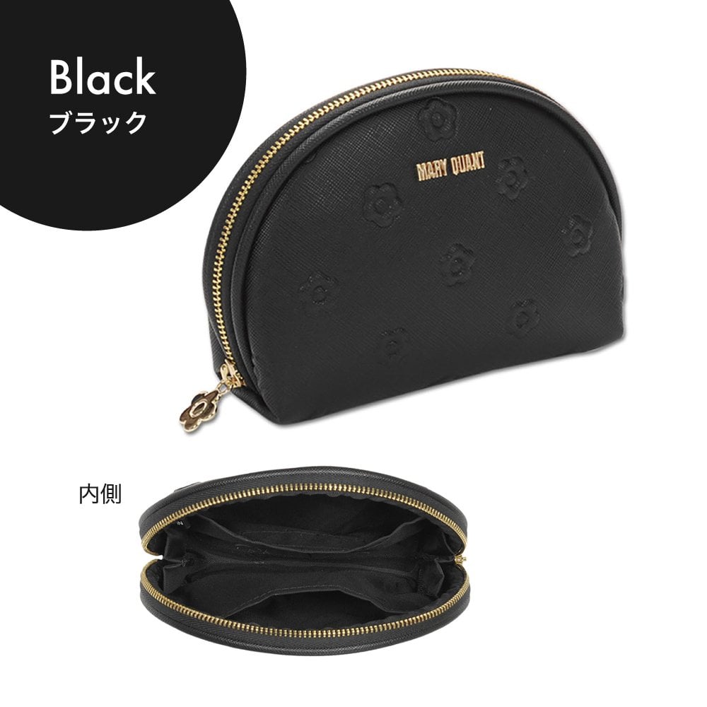 【公式】MARY QUANT マリークヮント シンプルエンボスデイジーラウンドポーチ & ステーションビジューネックレス & ステーションビジューブレスレット セット