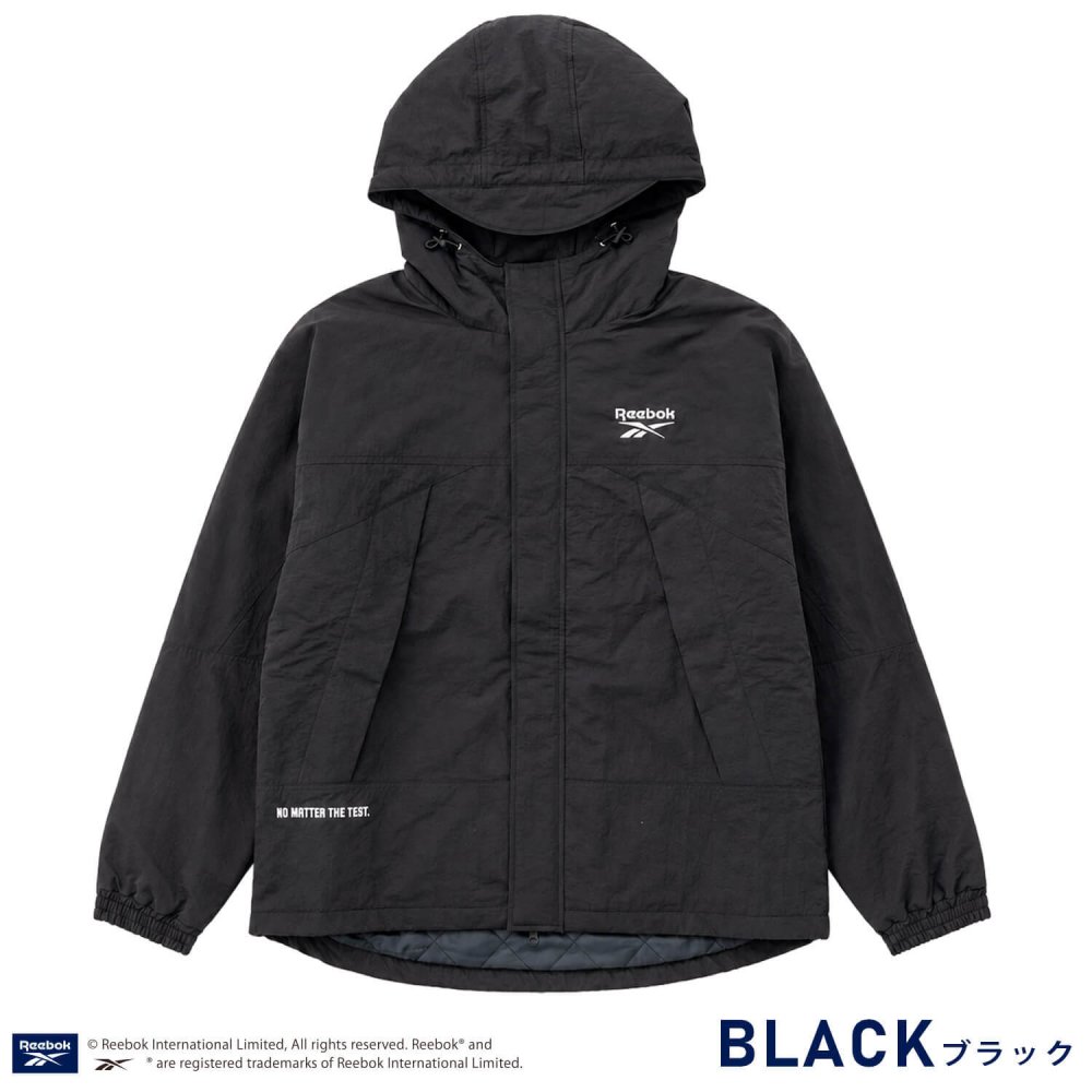【予約】Reebok リーボック マウンテンパーカー レディース 長袖 アウター ブルゾン スタンド フルジップ フーディ 中綿 キルト 軽量 防風 あたたかい ロゴ 刺繍  ブランド 大きいサイズ ゆったり ユニセックス 春 秋 冬 M L LL 黒 紺 2026fw karlas
