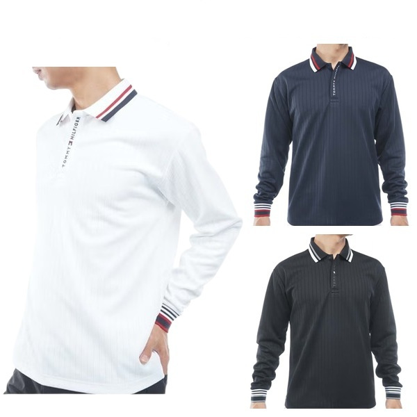 トミーヒルフィガー ゴルフ メンズ 針抜きジャガード 長袖ポロシャツ TOMMY HILFIGER THMA663 2026年秋冬モデル お誕生日祝い お祝い 記念品 お父さん 父の日 彼氏 男性 30代 40代 50代 60代  還暦祝い 敬老の日 人気プレゼント プレゼント
