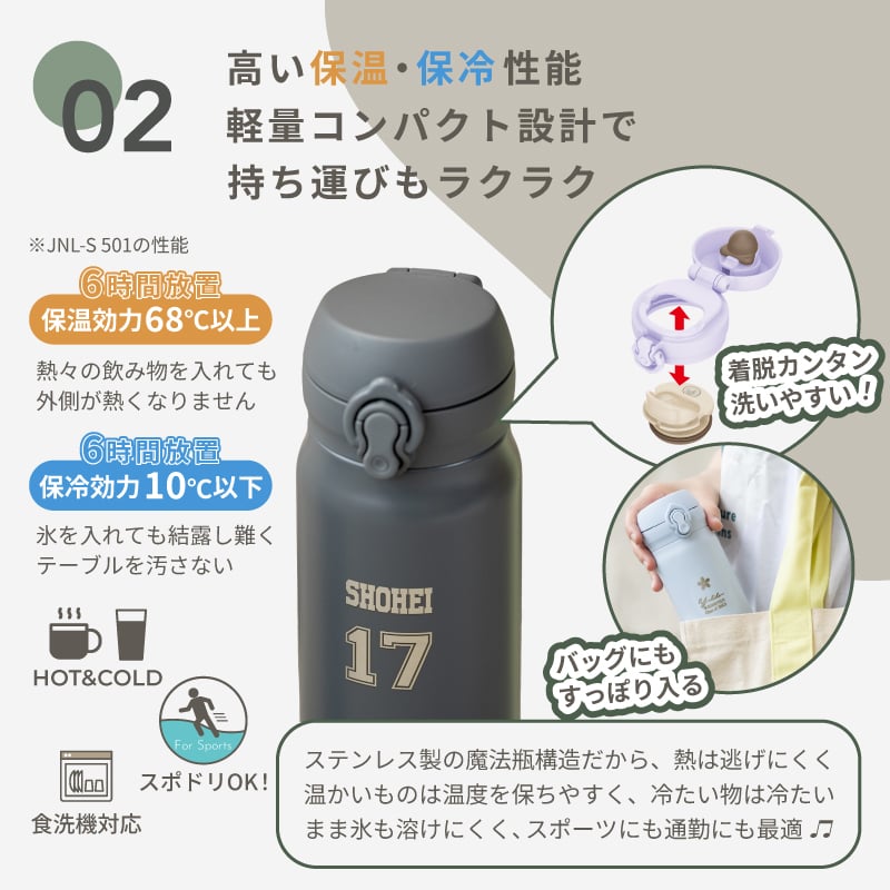 ★ 新色追加 名入れ無料 プレゼント サーモス 真空断熱ケータイマグ 【 英字イニシャル 】JNL-S351/501/601 350ml 500ml 600ml 全3サイズ 全11色 超軽量保冷保温 スポドリ対応 食洗機対応 熱中症対策 二重構造 飲みやすい 名入れ水筒 マイボトル THERMOS 即日可