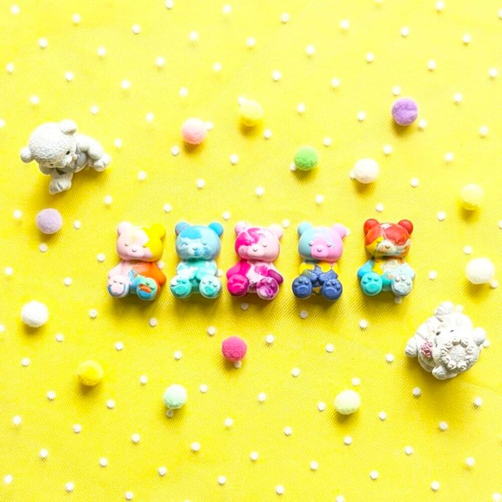 カラフルくまちゃんクレヨン 5個セット 飾ってかわいい お絵描きクレヨン クレヨン クマ プチギフトキッズ ギフト
