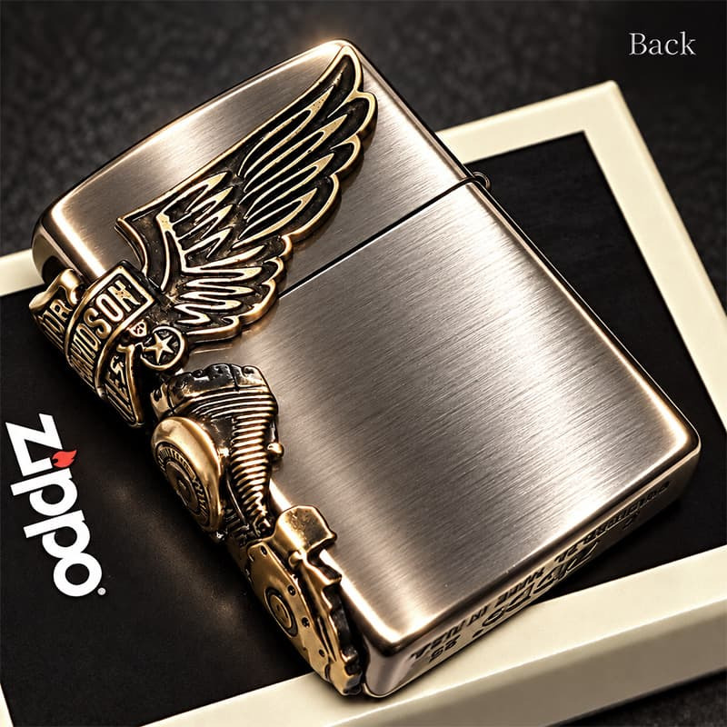 ZIPPO ライター ハーレー ダビッドソン ジッポ アンティークシルバー＆ゴールド 金銀 古美仕上げ 3面メタル イーグル 日本国内限定モデル かっこいい ギフト ジッポー