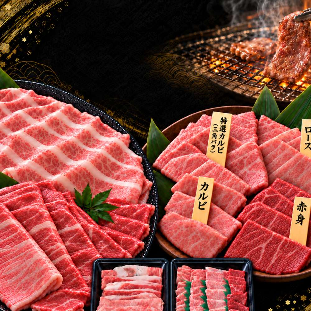 黒毛和牛 厳選6種食べ比べ800g 薄切り2種（霜降りカルビ・A4 A5赤身）＋A5焼肉4種 特選カルビ（三角バラ）・ロース・カルビ・赤身 すき焼き・しゃぶしゃぶ 肉ギフト お歳暮・誕生日・内祝い
